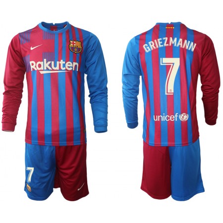 Billiga Fotbollströjor FC Barcelona Antoine Griezmann 7 Barn Hemma tröja 2021/22 Långärmad